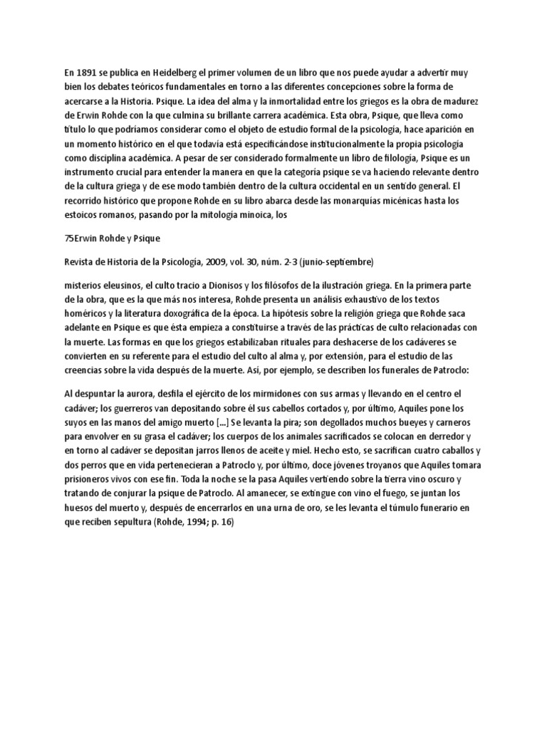 Erwin Rohde y Psique Pt. 2 | PDF | Psique (psicología) | Aquiles