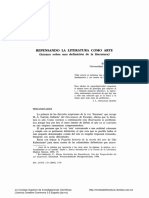 Spang, Kurt. Repensando La Literatura Como Arte. Ensayo Sobre Una Definici (On de La Literatura