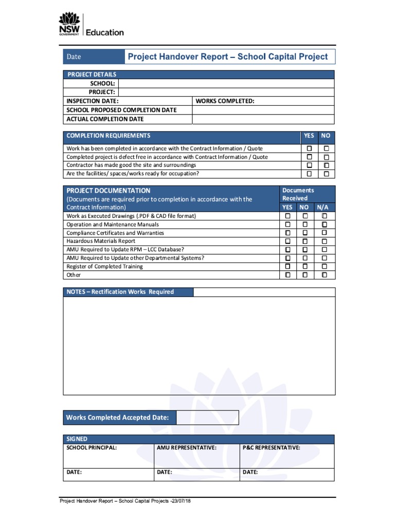 Construction Project Handover Report | PDF