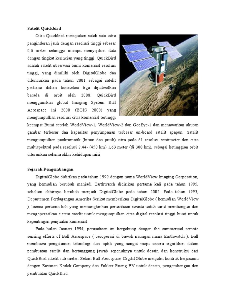 Satelit Quickbird Dan Rapideye | PDF | Sains & Matematika | Teknologi ...