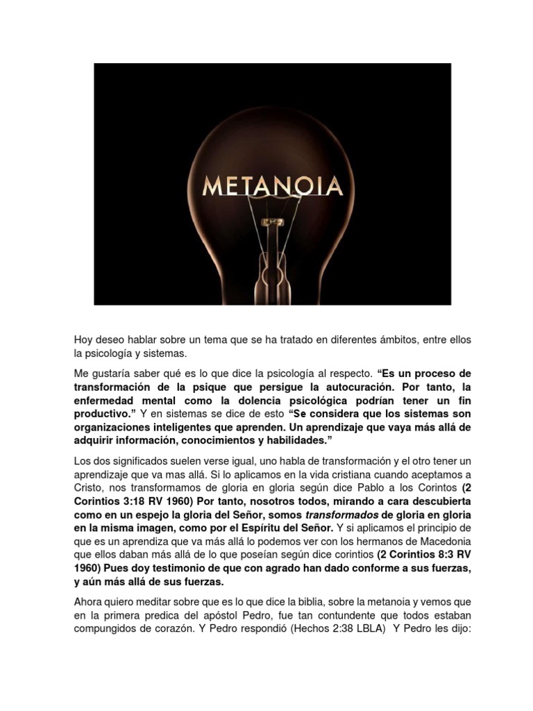 Significado de Metanoia en la Biblia | PDF | Jonás | Pecado