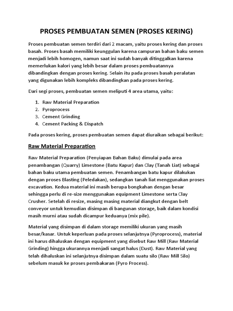 Proses Pembuatan Semen Kering Pdf