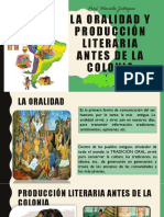 La Oralidad y Producción Literaria Antes de La