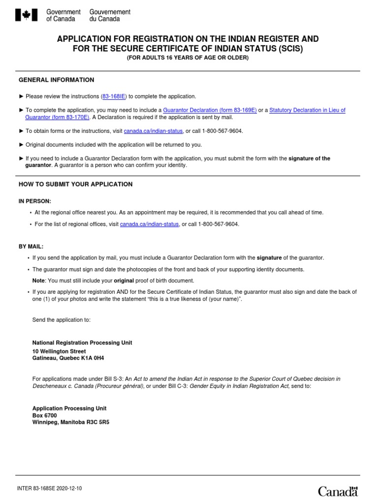 Indian Status Application Instructions | PDF | Grandparent | Government