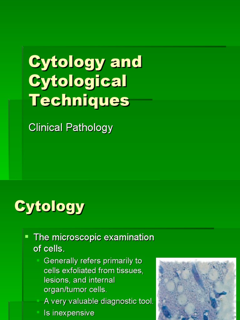 Cytology and Cytological Techniques PDF Cytopathology Medicine
