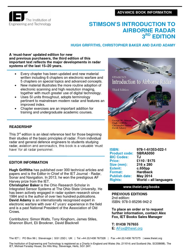 Stimson's Airborne Radar 3rd Edition PDF Radar Science And Technology