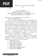 Tribunal Calificador de Elecciones, Rol Nº1473-2021, Sentencia - Acta de Declaración, Primera votación celebrada el 21 de noviembre de 2021 para elegir Presidente de la República, 6 de diciembre de 2021