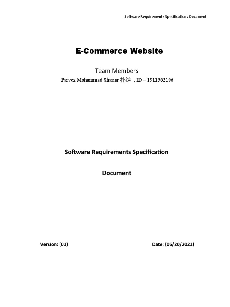 E-Commerce Website SRS Document | PDF | Databases | World Wide Web