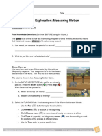 Student Exploration: Measuring Motion: Vocabulary: Distance, Speed