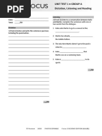 Focus2 2E Unit Test Dictation Listening Reading Unit1 GroupA