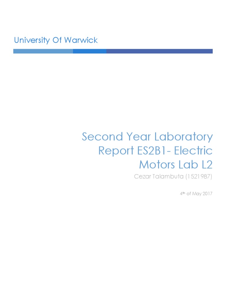 Second Year Laboratory Report ES2B1Electric Motors Lab L2 University