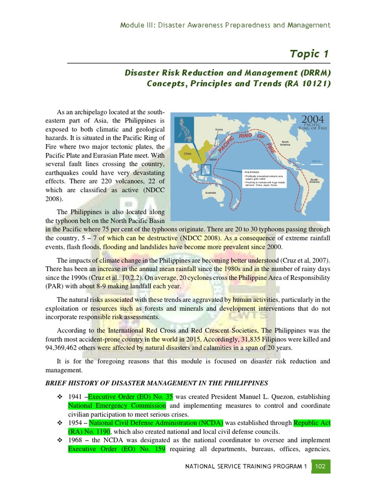 Philippine Disaster Risk Management Overview | PDF | Emergency ...