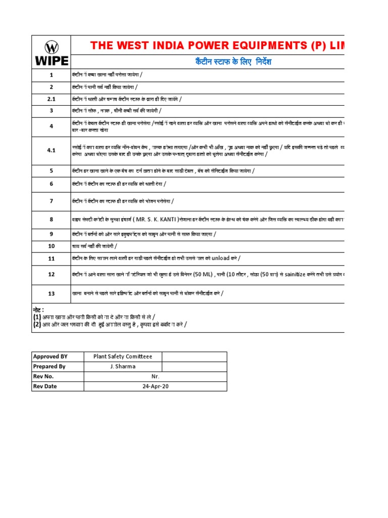 SOP Canteen Staff PDF
