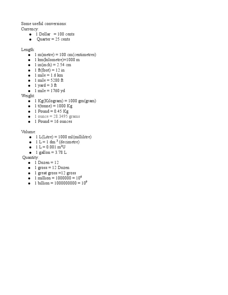 Essential Unit Conversions Guide | PDF | Teaching Methods & Materials ...