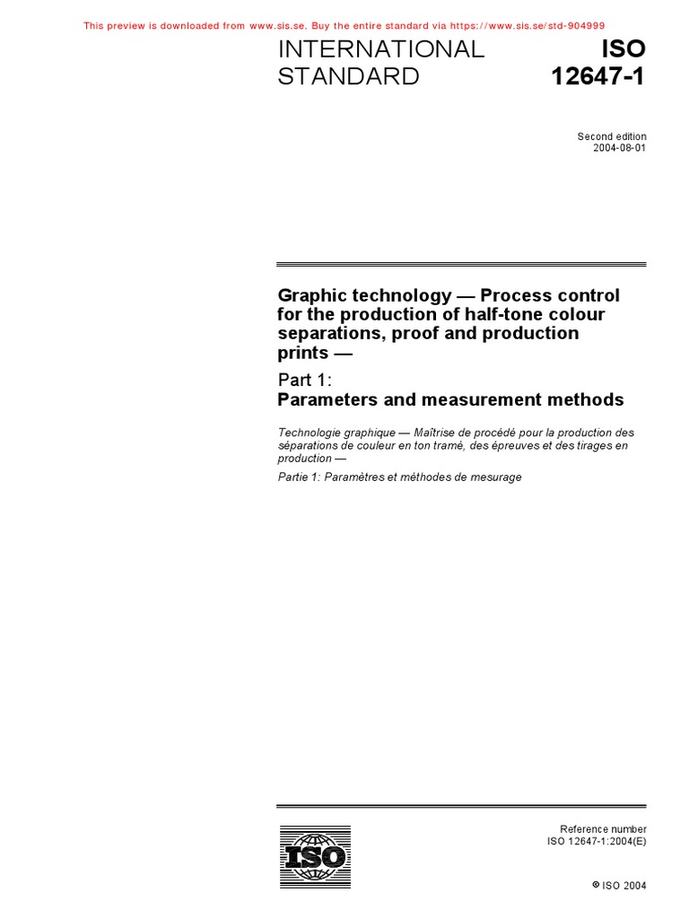 Iso 12647 1 2004 en FR PDF | PDF | International Organization For ...
