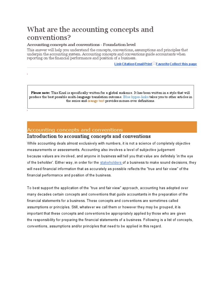 Accounting Concepts and Conventions Guide | PDF | Accounting ...