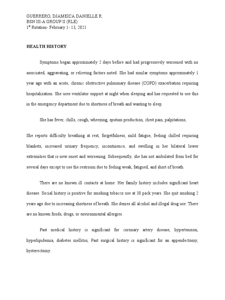 Health History and Physical Assessment On Patient With COPD PDF