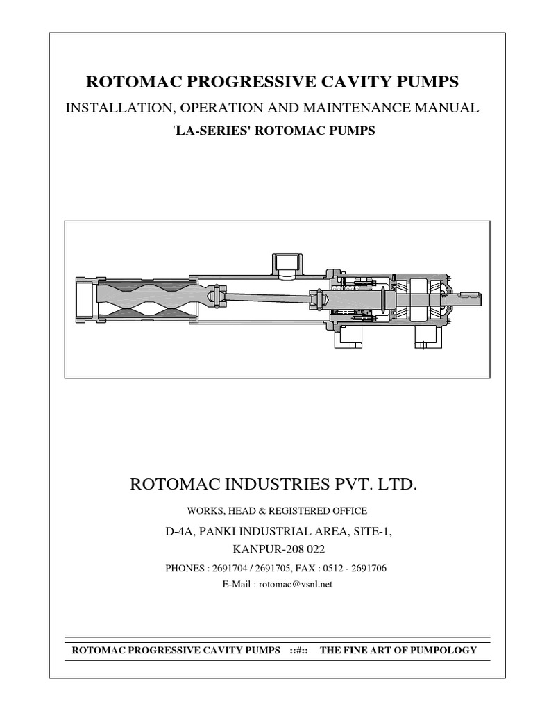 Rotomac Progressive Cavity Pump Manual | PDF | Pump | Bearing (Mechanical)