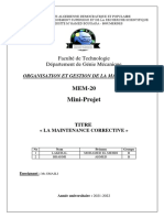 Mini-Projet: Faculté de Technologie Département de Génie Mécanique