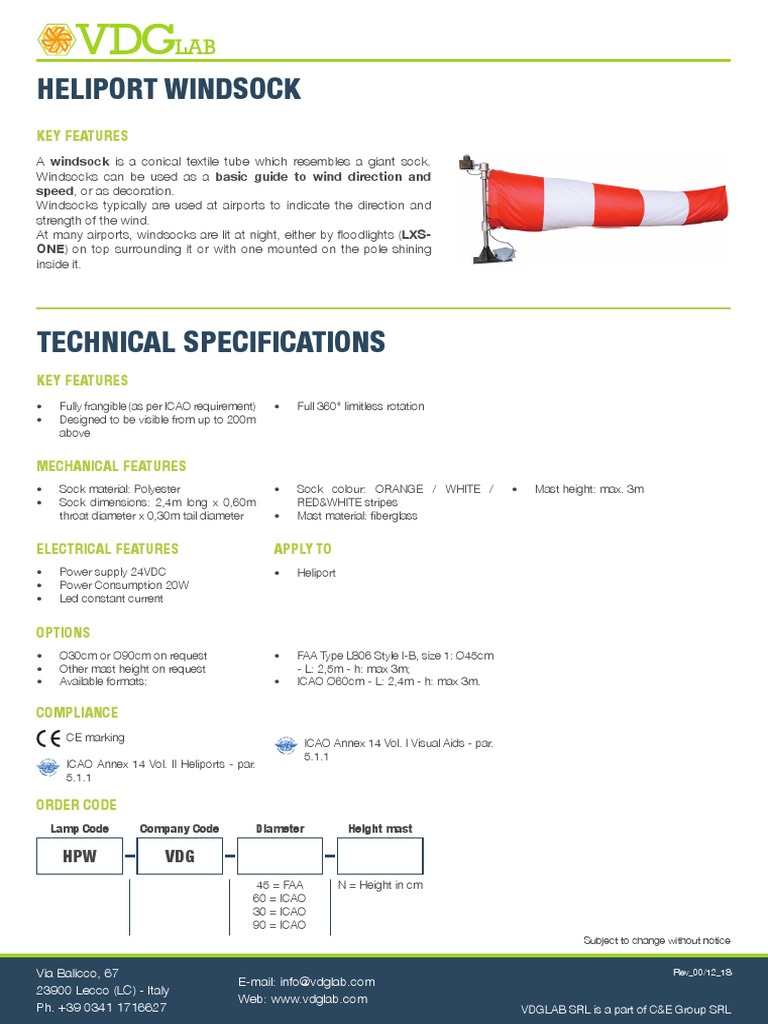 Heliport Windsock Key Features PDF
