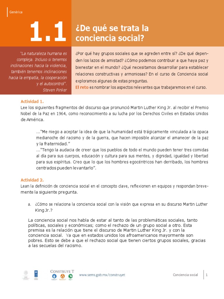Curso de Conciencia Social y Empatía | PDF | Empatía | Martin Luther ...