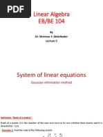 Linear Algebra EB/BE 104: by Dr. Shaimaa Y. Abdelkader