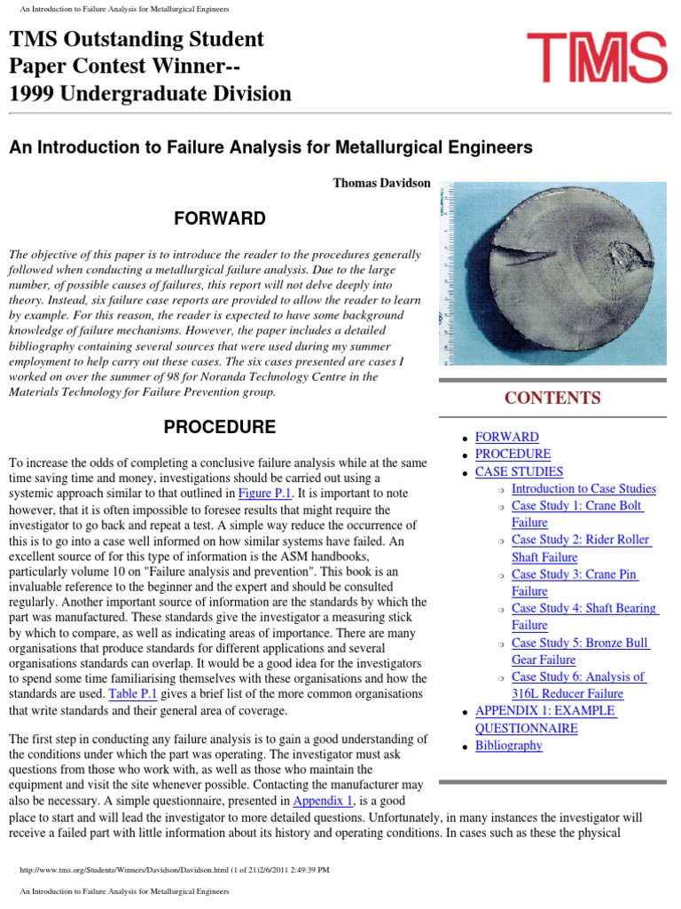 An Introduction To Failure Analysis For Metallurgical Engineers | PDF ...