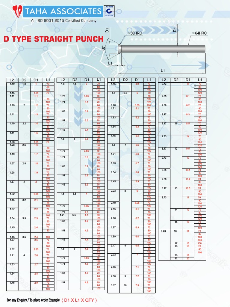 Punch Specifications and Measurements | PDF | Technology & Engineering