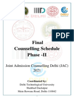 Counselling Schedule Phase II