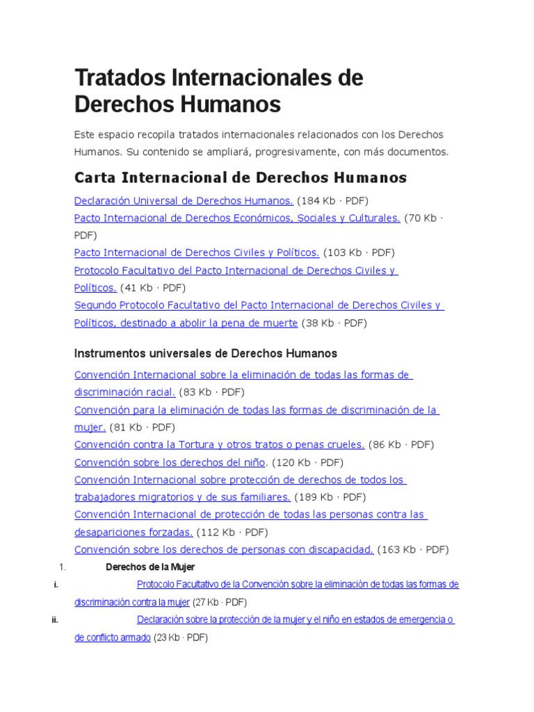 Tratados Internacionales de Derechos Humanos | PDF | Crímenes contra la ...