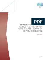 Registration Standard Limited Registration For Postgraduate Training or Supervised Practice 1 July 2016