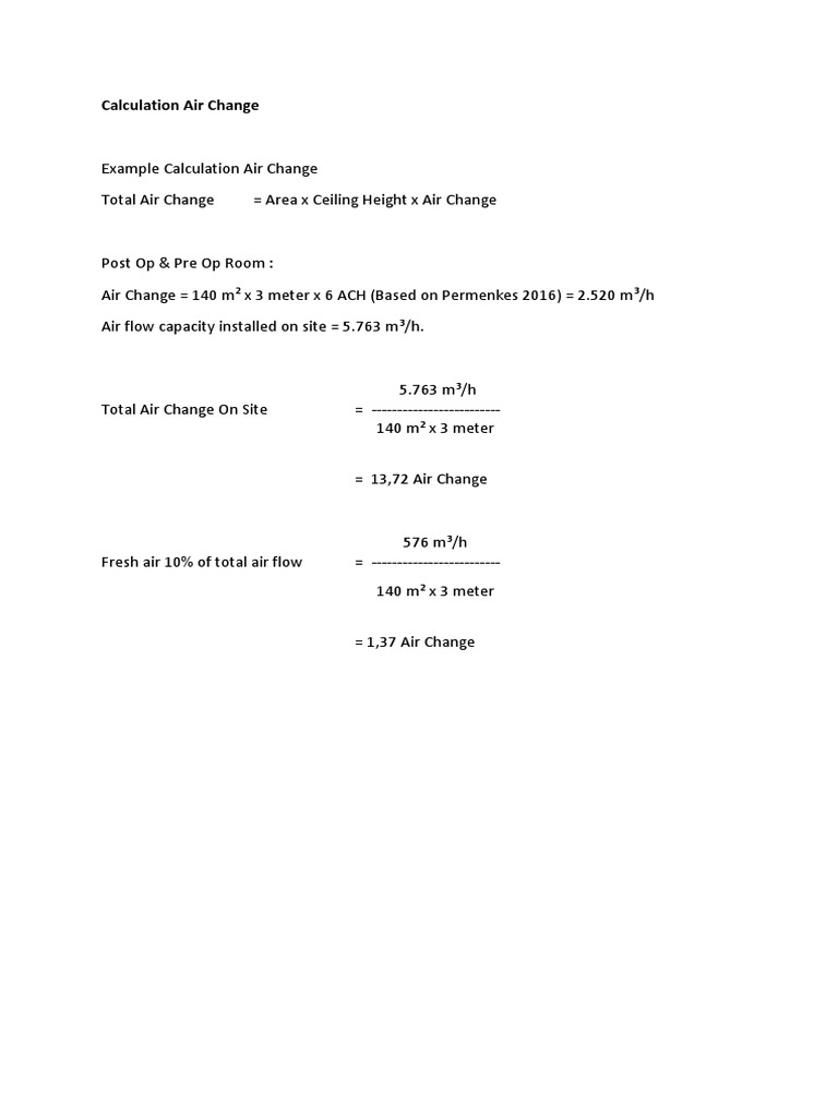 Example Calculation Air Change | PDF | Technology & Engineering