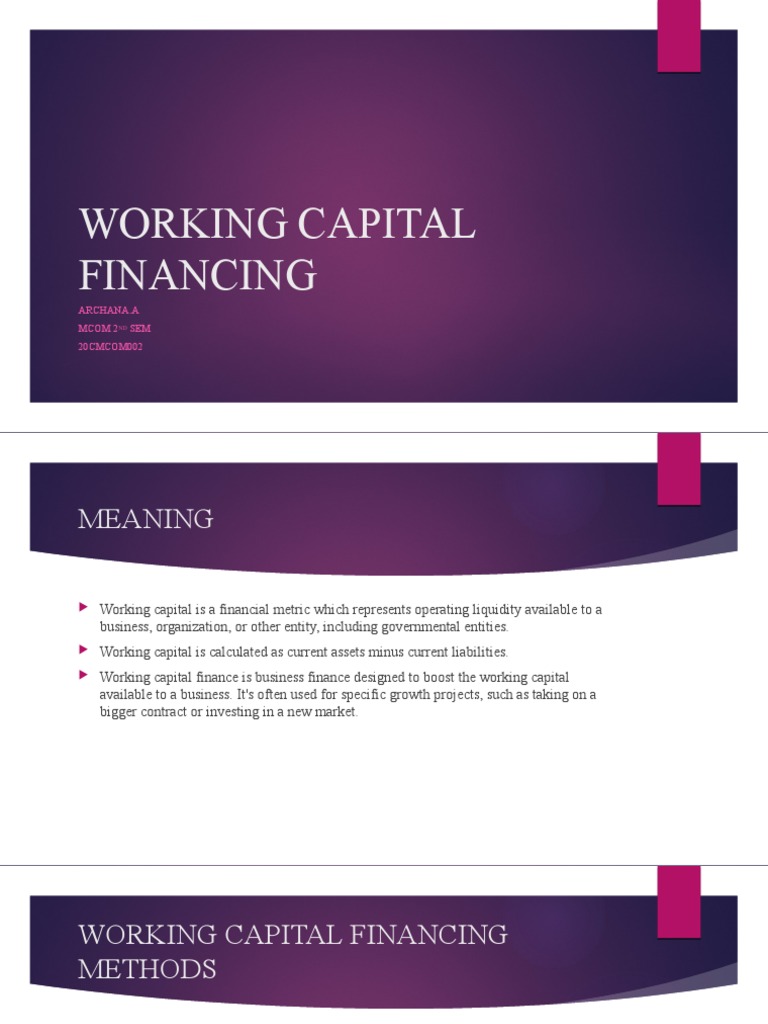 Working Capital Financing Explained | PDF | Factoring (Finance ...