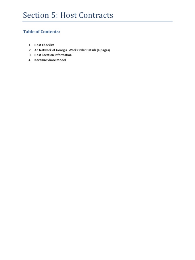 Section 5: Host Contracts: Table of Contents | PDF | Indemnity ...