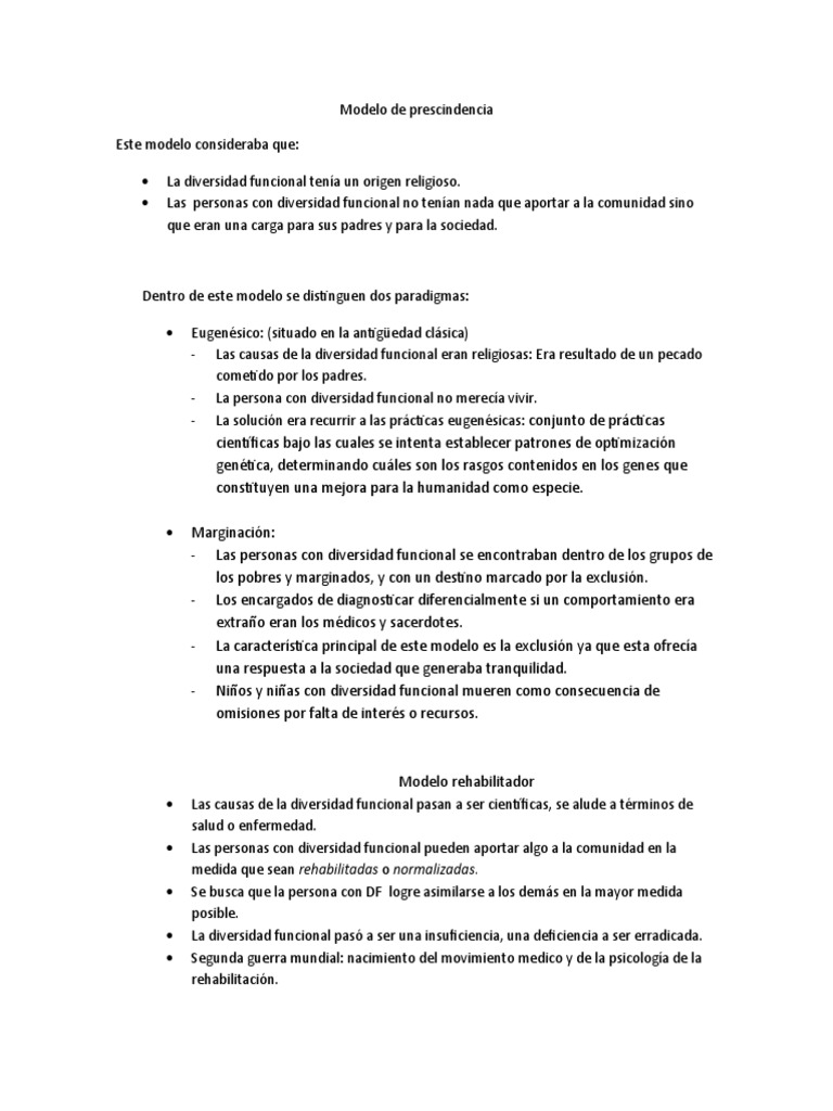 Modelo de Prescindencia | PDF | Exclusión social | Eugenesia