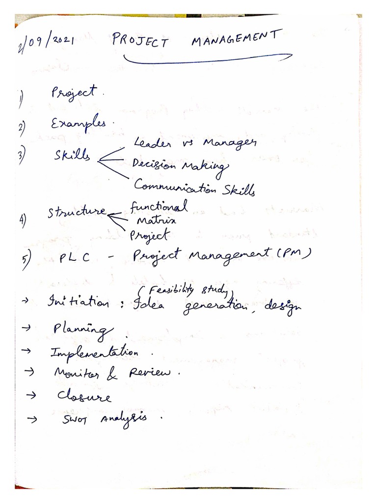 Project Management Notes | PDF