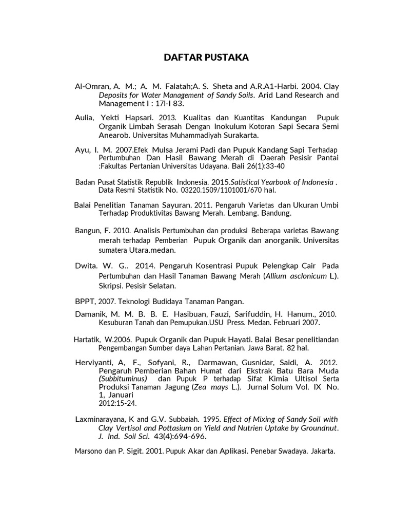 Daftar Pustaka Penelitian Bawang Merah | PDF | Sains & Matematika
