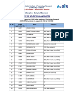 List of Selected Candidates: PH.D Program - August 2021 Session