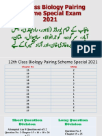 12th Class Biology Pairing Scheme Special 2021 Exam