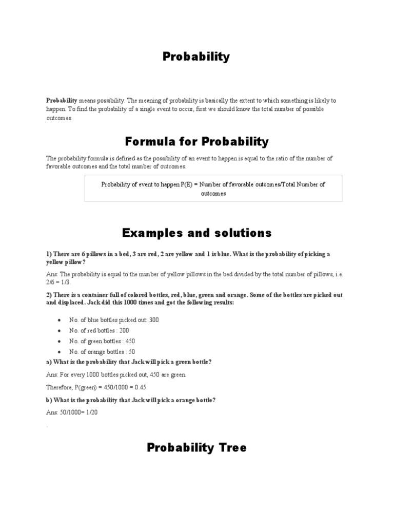PROBABILITY FORMULA EXPLAINED intelligence overview