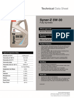 Syner-Z 5W-30 Fully Synthetic Oil Spec Sheet
