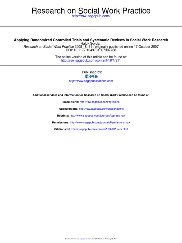 Applying Randomized Controlled Trials and Systematic Reviews in Social ...