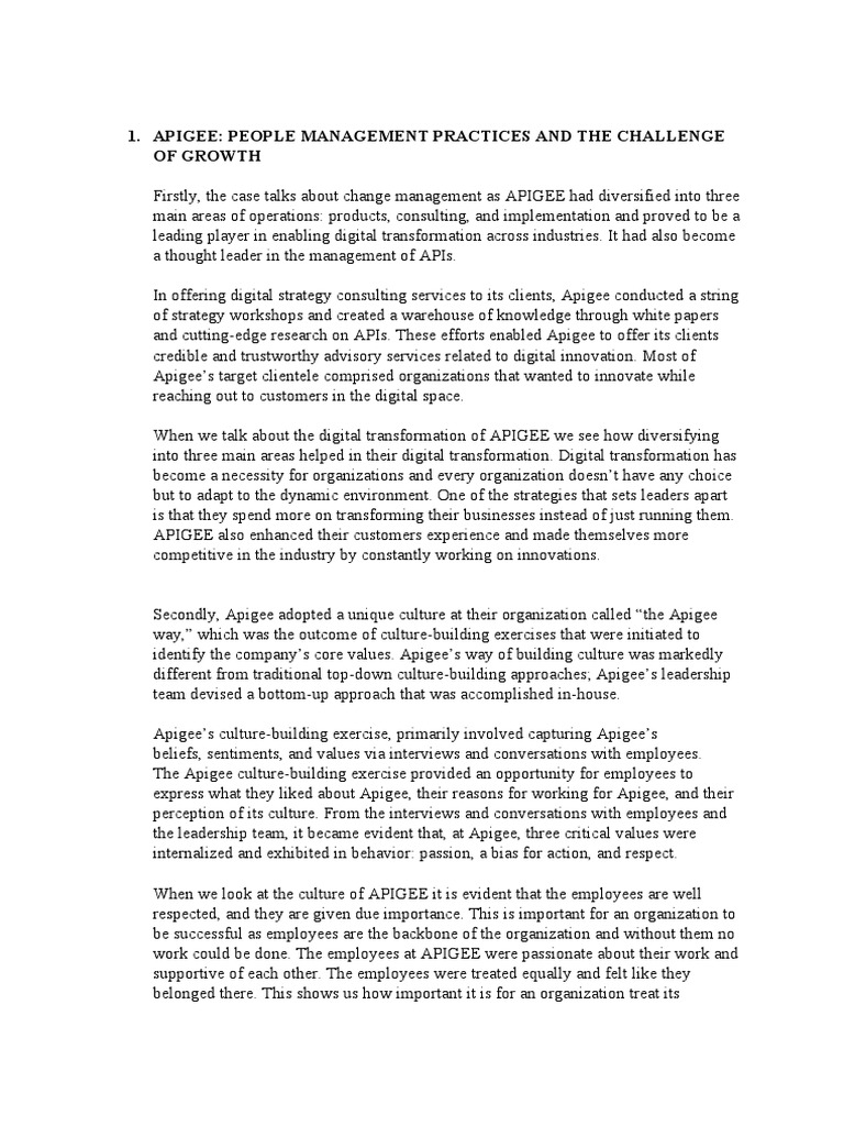 Apigee: People Management Practices and The Challenge of Growth | PDF ...