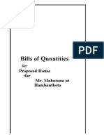 Bills of Qunatities: Proposed House For Mr. Mabarana at Hambanthota