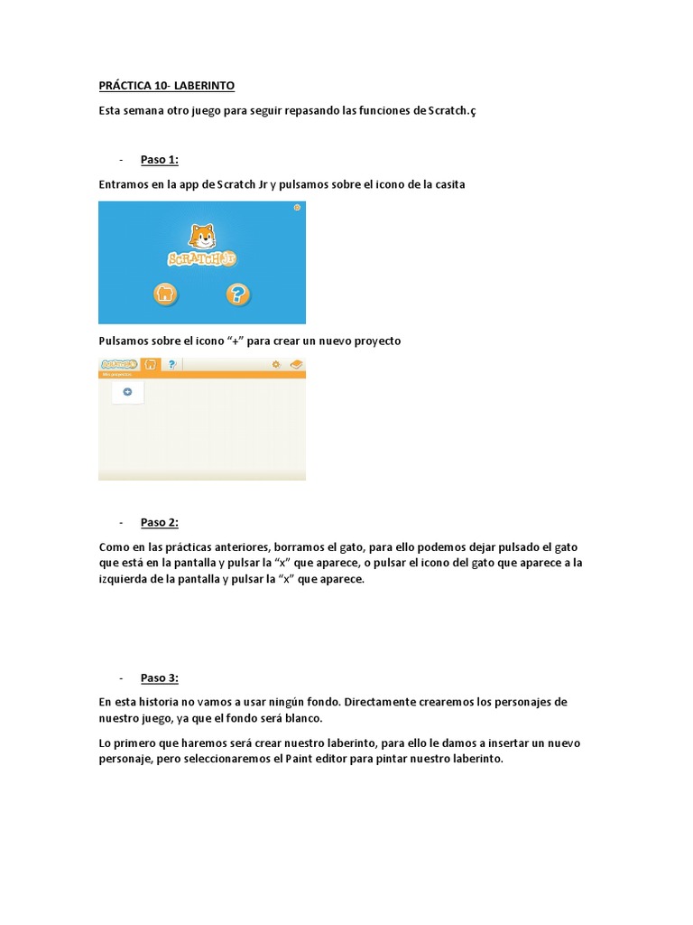 Laberinto en Scratch Jr: Guía Práctica | PDF | Juegos y actividades
