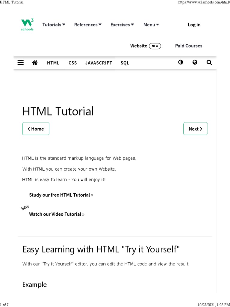 HTML Tutorial: Easy Learning With HTML 