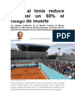 Tenis Reduce Muerte Prematura 50%