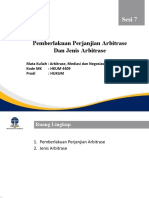 Sesi 7 Pemberlakuan Perjanjian Arbitrase Dan Jenis Arbitrase