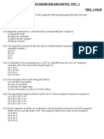 12th Physics Magnetism and Matter Test - 1