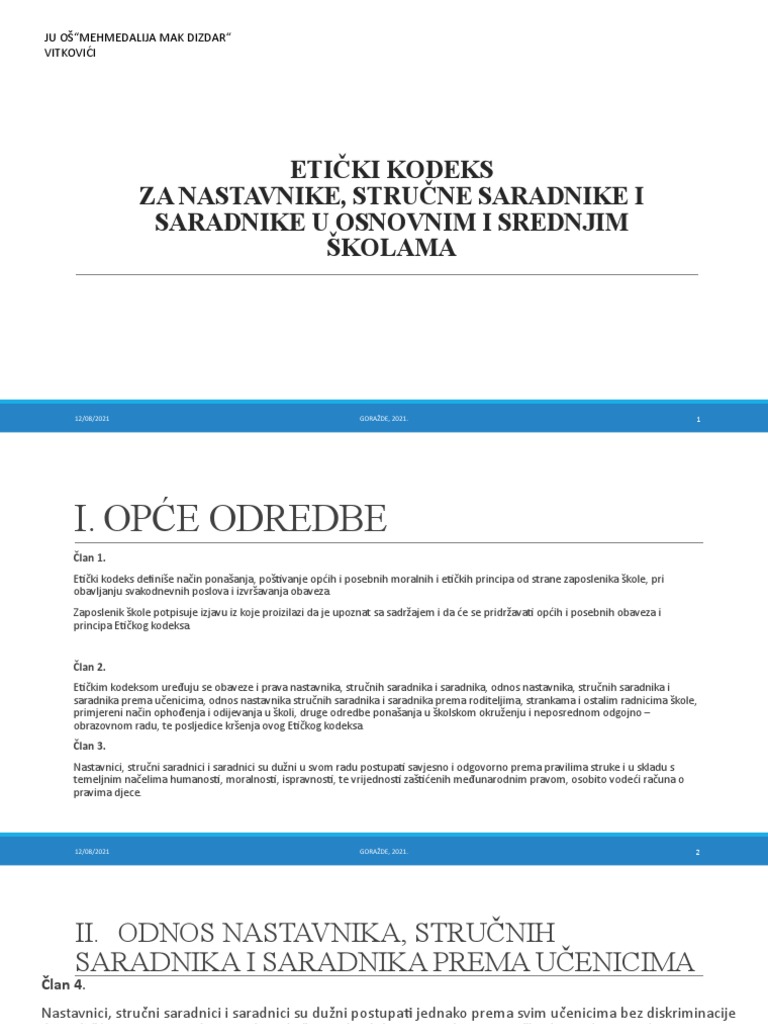 Etički Kodeks | PDF